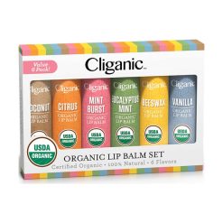 【Flash Sale + Free Shipping】Cliganic USDA 100% Natural Moisturizer Organic Lip Balm Stocking Stuffer Gift Set - 6 Flavors