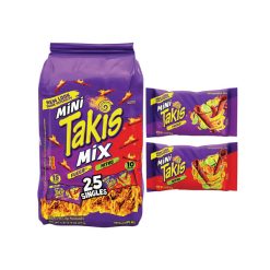【2023 Special Deals + Free Shipping】Takis 30.75 Ounces 25 Individual Snack Packs Hot Chili Pepper and Lime Artificially Flavored Mini Fuego and Nitro Rolled Tortilla Chips - 1.23 Ounces Each