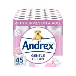 【2023 Special Deals + Free Shipping】Andrex 45 Toilet Roll Pack Gentle Clean Toilet Rolls(Dermatologically Tested)-toilet paper