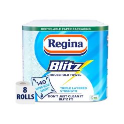 Regina Blitz 8 Count 60 Super-Sized Sheets Household Towel – Triple Layered Strength-toilet paper