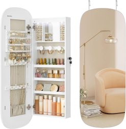 BEST GIFT - WALL MOUNTED JEWELRY ORGANIZER WITH MIRROR