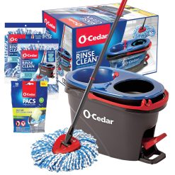 O-Cedar EasyWring RinseClean Microfiber Spin Mop and Bucket Floor Cleaning System with 2 Extra Refills with Citrus Pac (Variety Pack)